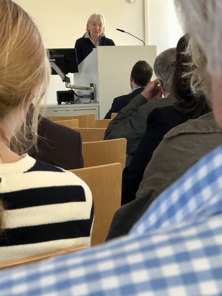 Frau von Soden reads at the exhibition opening